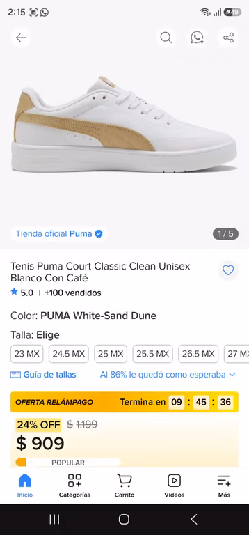 Mercado Libre: Tenis puma