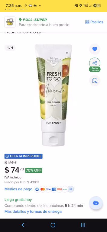 Mercado Libre: TONY MOLY Espuma Limpiadora de Aguacate