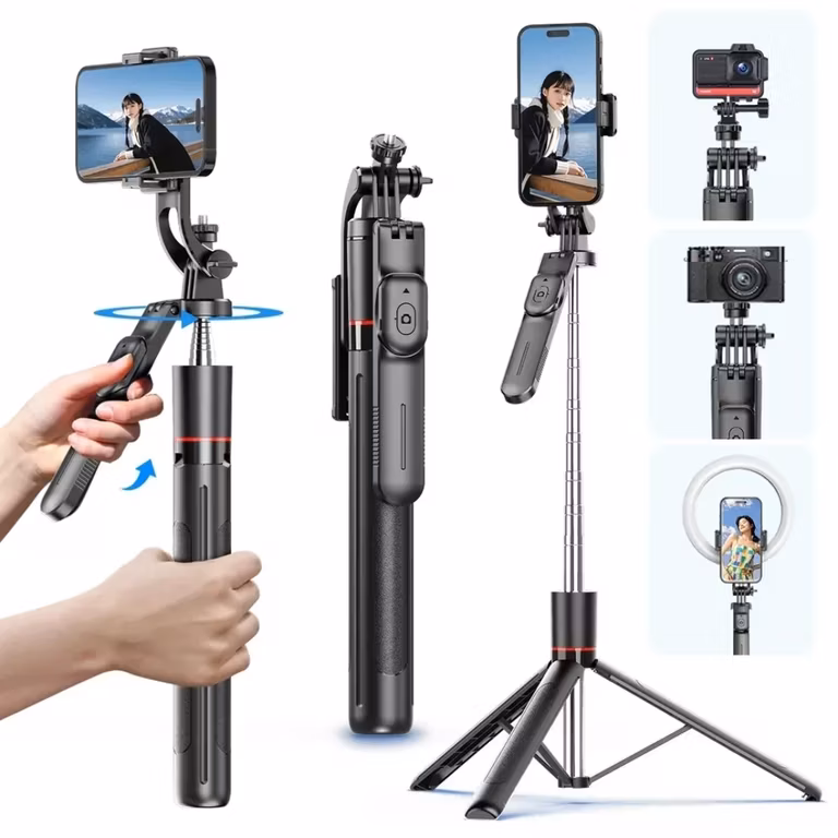 Mercado Libre: Trípode para Celular Extensible de 170 cm con Control Bluetooth, Rotación 360° y Rosca 1/4