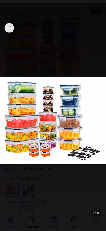 Mercado Libre: Tuppers de 24 piezas