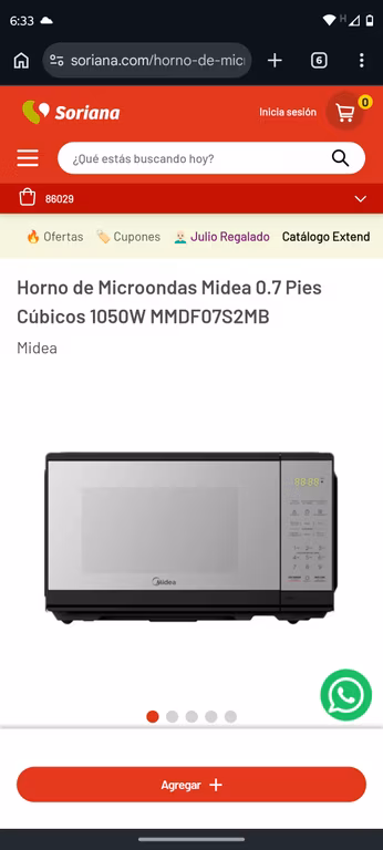Microondas midea 0.7 pies
