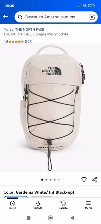Mini mochila blanca The North face - Amazon