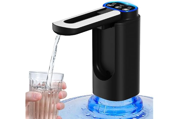 MXHIGO Dispensador de Agua Garrafón Plegable con 3 Modos y Luz LED, Bomba de Agua de Inalámbrica Recargable Portátil, Despach