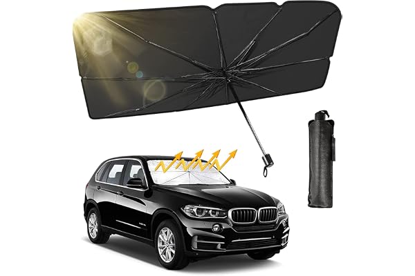 NEWKIBOU Parasol para Parabrisas de Auto Plegable UPF 50+ | Con bolsa para guardar; apto para SUV, sedanes, hatchbacks y comp