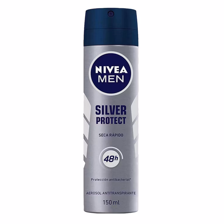 NIVEA MEN Desodorante Antibacterial Iones de Plata Hombre, Silver Protect 72 horas Protección Antitranspirante