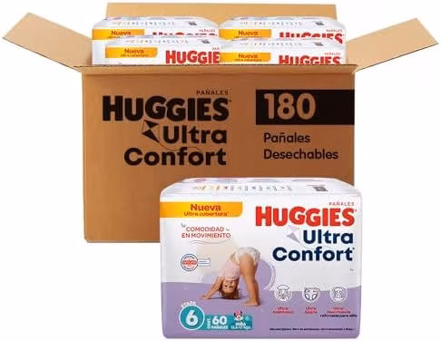 Pañales Huggies Ultra Comfort 180 piezas Etapa 6 Niña