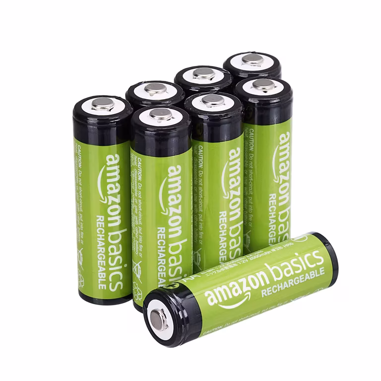 Paquete de 8 pilas recargables AA NiMH, 2000 mAh, recargables hasta 1000 veces, precargadas + 90 dias de Amazon Music Gratis