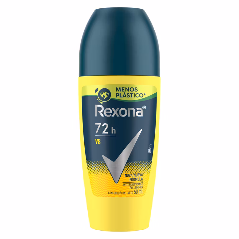 Rexona Antitranspirante Men V8 en Roll On, 50 ml, Amarillo /Negro. - Planea y Ahorra
