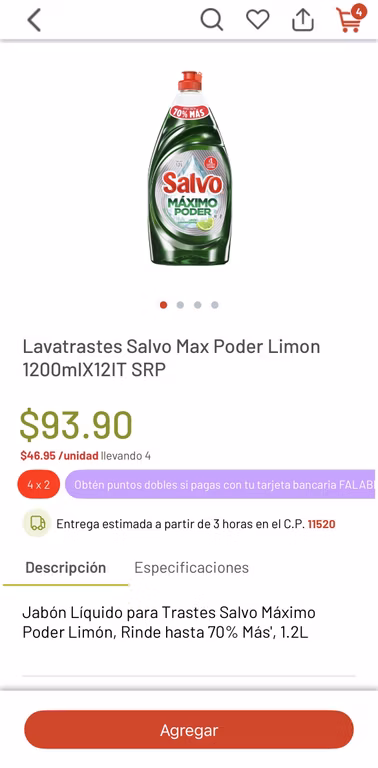 Soriana: 4x2 Salvo Max Poderlimon 1200ml