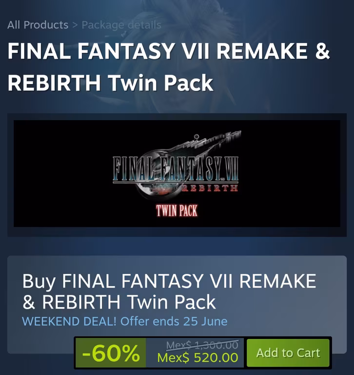 Steam: Final fantasy VII remake and intergrade (twin pack)