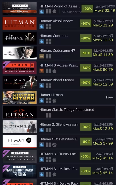 Steam: Saga Hitman en oferta