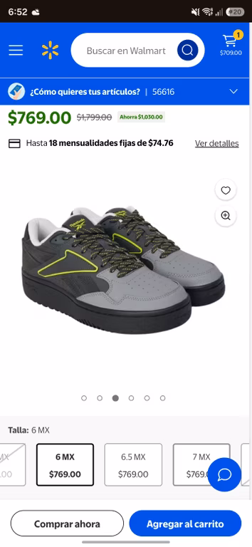 Tenis Reebok en Walmart con 1000 de descuento