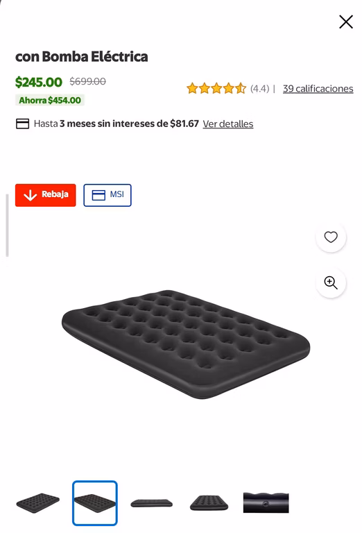 Walmart: colchón inflable Ozark matrimonial con bomba eléctrica