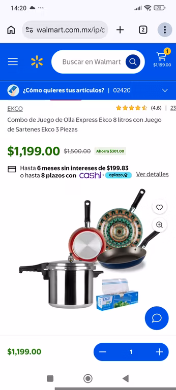 Walmart: Combo de Juego de Olla Express Ekco 8 litros con Juego de Sartenes Ekco 3 Piezas