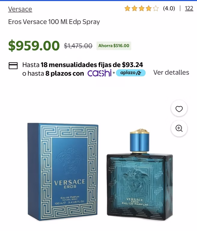 Walmart: Eros Versace 100 Ml Edp Spray