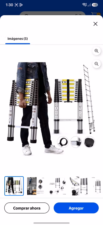 Walmart: Escalera Telescópica SelectShop 13 Peldaños Ajustable Retráctil 3.8 M
