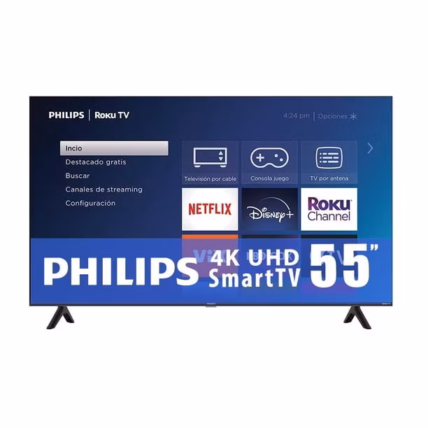 Walmart: TV Philips 55 Pulgadas Roku 4K Ultra HD LED 55PUL6653/F8