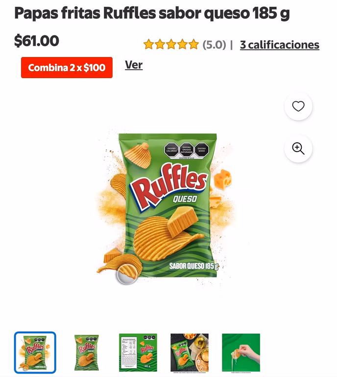 Walmart: Rufles 185g ( 2x$100)