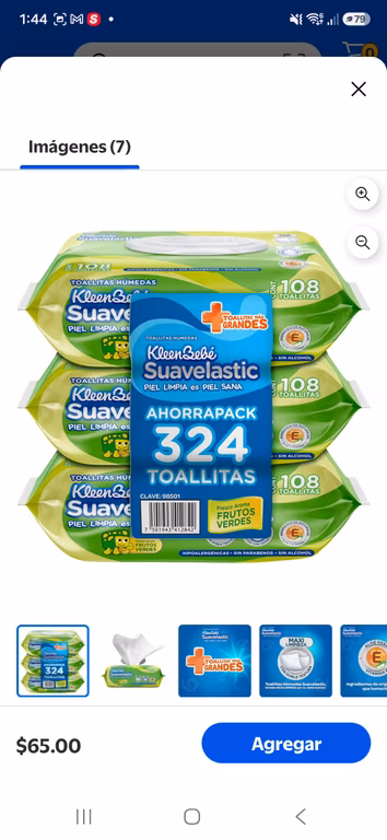 Walmart: Toallitas húmedas para bebé KleenBebé Suavelastic frutos verdes 324 piezas